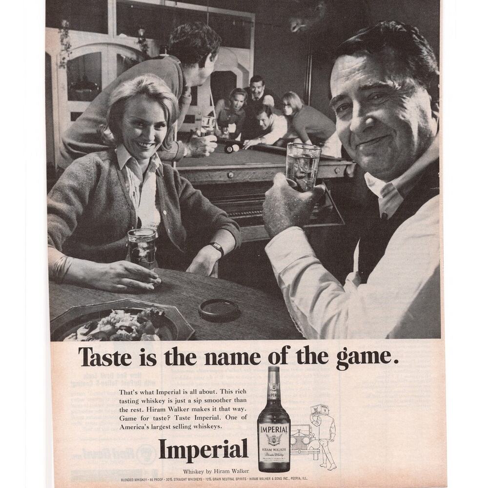 Hiram Walker Imperial Whiskey Magazine Advertisement 1968 Vintage Game Alcohol